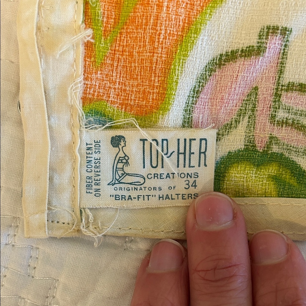 Rare Vintage 50’s Pin-Up Floral Print Bustier Top - Picture 5 of 8